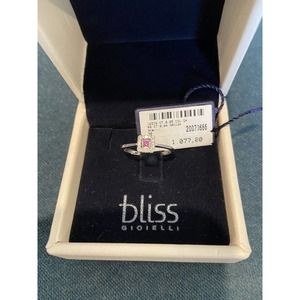 New 1077. Bliss By Damiani 18k White Gold Diamond 0.05ct And Ruby Ring Sz 6.25